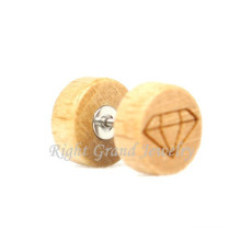 Diamant-Logo geschnitzt Bio Holz Fake Tunnel Piercing-Schmuck